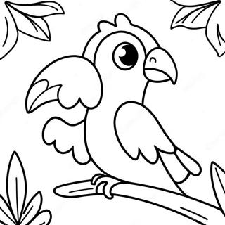 Colorful Parrot In The Rainforest Coloring Page 39824-31835