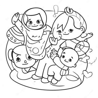 Multicultural Children Playing Together Coloring Page 39843-31846