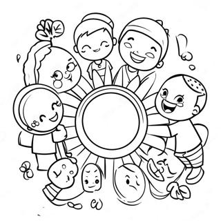 Multicultural Children Playing Together Coloring Page 39843-31847