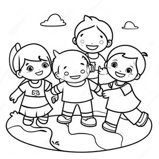 Multicultural Children Playing Together Coloring Page 39843-31848