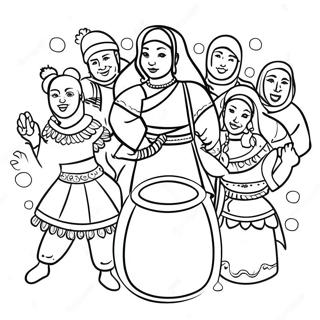 Diverse Cultures Celebrating Festival Coloring Page 39844-31853