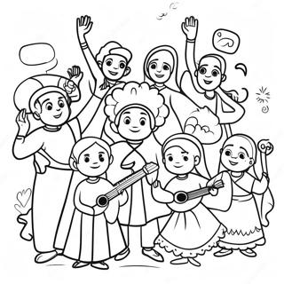 Diverse Cultures Celebrating Festival Coloring Page 39844-31854