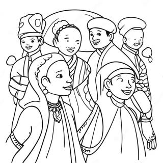 Diverse Cultures Celebrating Festival Coloring Page 39844-31855