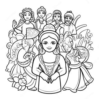 Diverse Cultures Celebrating Festival Coloring Page 39844-31856