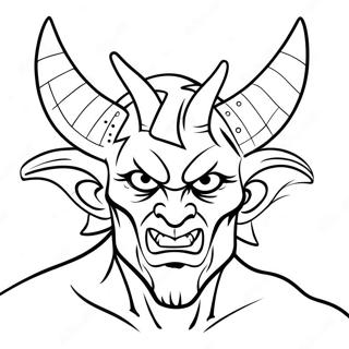 Eerie Demon With Horns Coloring Page 39854-31859