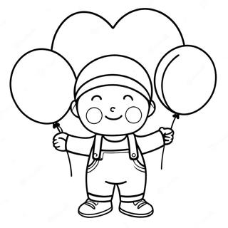 Aaron With Colorful Balloons Coloring Page 39874-31873