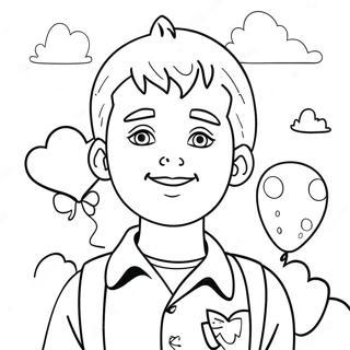 Aaron With Colorful Balloons Coloring Page 39874-31874