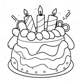 Colorful Birthday Cake Coloring Page 39894-31890