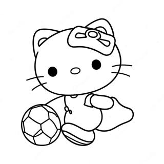 Cute Hello Kitty Kicking A Soccer Ball Coloring Page 39924-31910