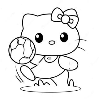 Cute Hello Kitty Kicking A Soccer Ball Coloring Page 39924-31911