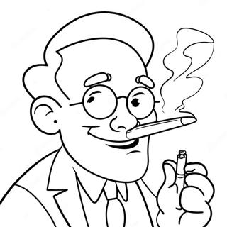 Funny Cartoon Smoking Character Coloring Page 39934-31923