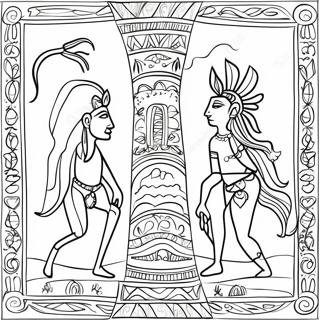 Amate Bark Painting Traditional Scene Coloring Page 39943-31925