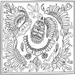 Amate Bark Painting Traditional Scene Coloring Page 39943-31927