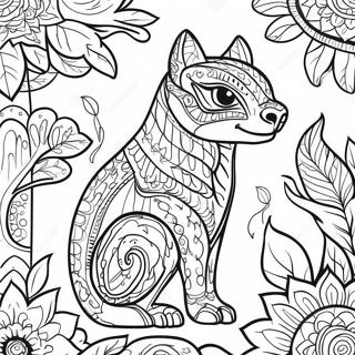 Colorful Amate Bark Painting Animals Coloring Page 39944-31930