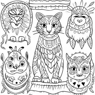 Colorful Amate Bark Painting Animals Coloring Page 39944-31931