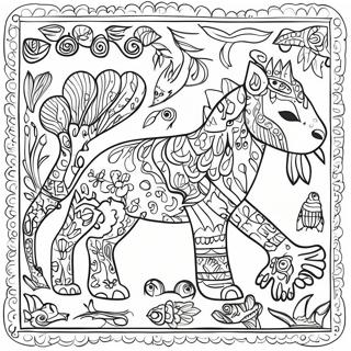 Colorful Amate Bark Painting Animals Coloring Page 39944-31932