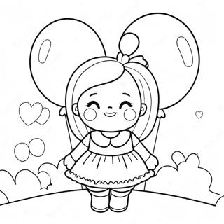 Cute Kissy Missy With Balloons Coloring Page 3997-3229