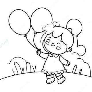 Cute Kissy Missy With Balloons Coloring Page 3997-3231