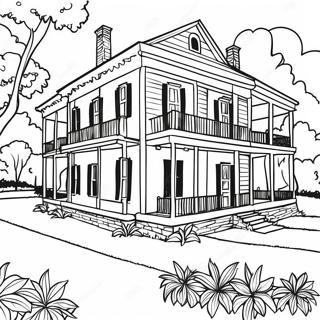 Charming Mississippi Plantation Coloring Page 40064-32013