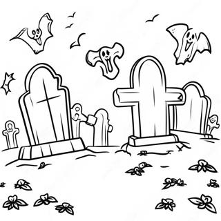 Spooky Graveyard Scene Coloring Page 40154-32089