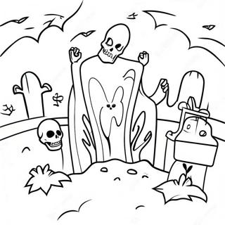 Spooky Graveyard Scene Coloring Page 40154-32090