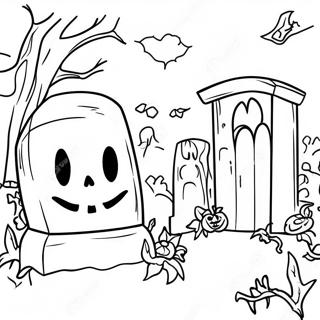 Spooky Graveyard Scene Coloring Page 40154-32092