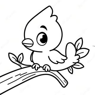 Cute Tweety Bird Sitting On A Branch Coloring Page 4017-3245