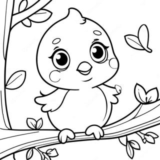 Cute Tweety Bird Sitting On A Branch Coloring Page 4017-3246