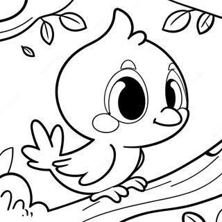 Cute Tweety Bird Sitting On A Branch Coloring Page 4017-3247