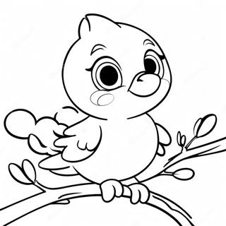 Cute Tweety Bird Sitting On A Branch Coloring Page 4017-3248