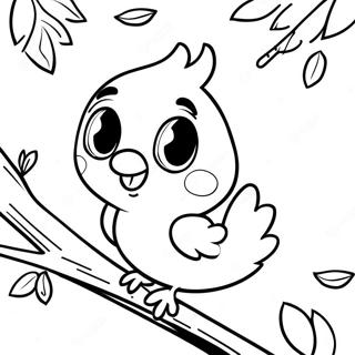 Cute Tweety Bird Sitting On A Branch Coloring Page 4017-3330