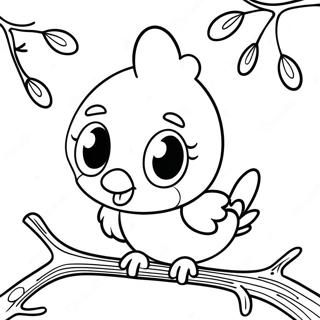 Cute Tweety Bird Sitting On A Branch Coloring Page 4017-3331