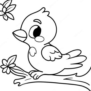 Cute Tweety Bird Sitting On A Branch Coloring Page 4017-3332