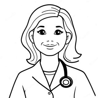 Caring Nurse With Stethoscope Coloring Page 40214-32137