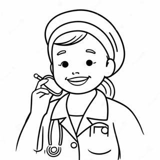 Caring Nurse With Stethoscope Coloring Page 40214-32140