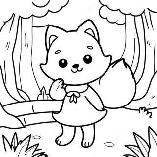 Cute Fox Girl In A Forest Coloring Page 40254-32172