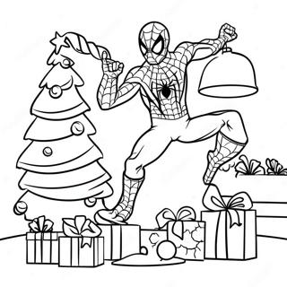 Spider Man Decorating A Christmas Tree Coloring Page 40294-32204