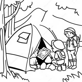 Adventurous Boy Scouts Camping Coloring Page 40324-32217