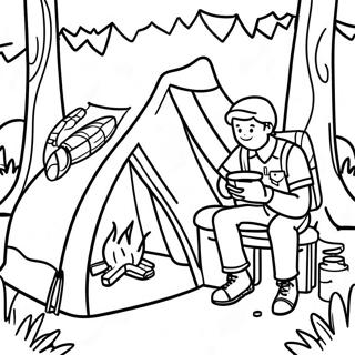 Adventurous Boy Scouts Camping Coloring Page 40324-32218