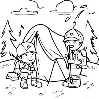 Adventurous Boy Scouts Camping Coloring Page 40324-32219