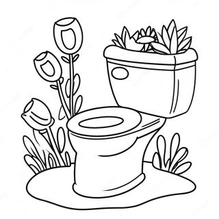 Cute Toilet With Flowers Coloring Page 40344-32233