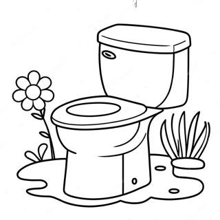 Cute Toilet With Flowers Coloring Page 40344-32235