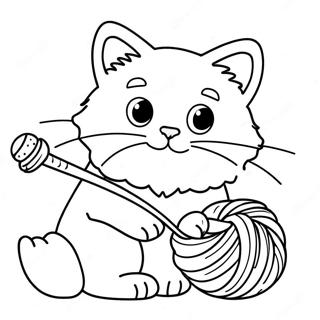 Fluffy Ragdoll Cat Playing With Yarn Coloring Page 40584-32425