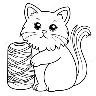 Fluffy Ragdoll Cat Playing With Yarn Coloring Page 40584-32426