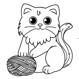 Fluffy Ragdoll Cat Playing With Yarn Coloring Page 40584-32427