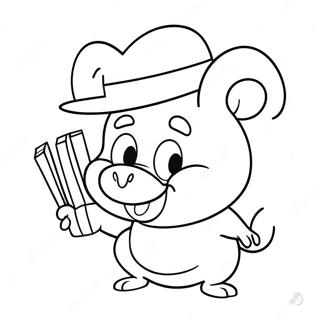 Funny Porky Pig With A Hat Coloring Page 40654-32486