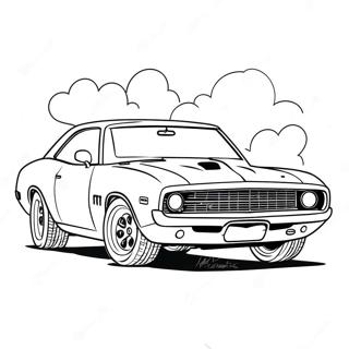 Classic Muscle Car In Action Coloring Page 40694-32514