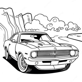 Classic Muscle Car In Action Coloring Page 40694-32515