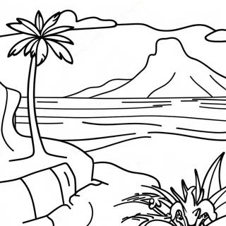 Hawaiian Beach Sunset Coloring Page 40733-32545