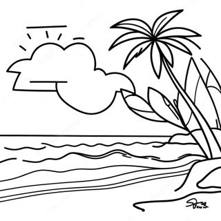 Hawaiian Beach Sunset Coloring Page 40733-32546